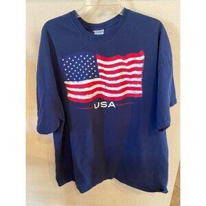 Gildan USA Patriotic Flag Men's Blue T-shirt, Size 2XL, 2TG